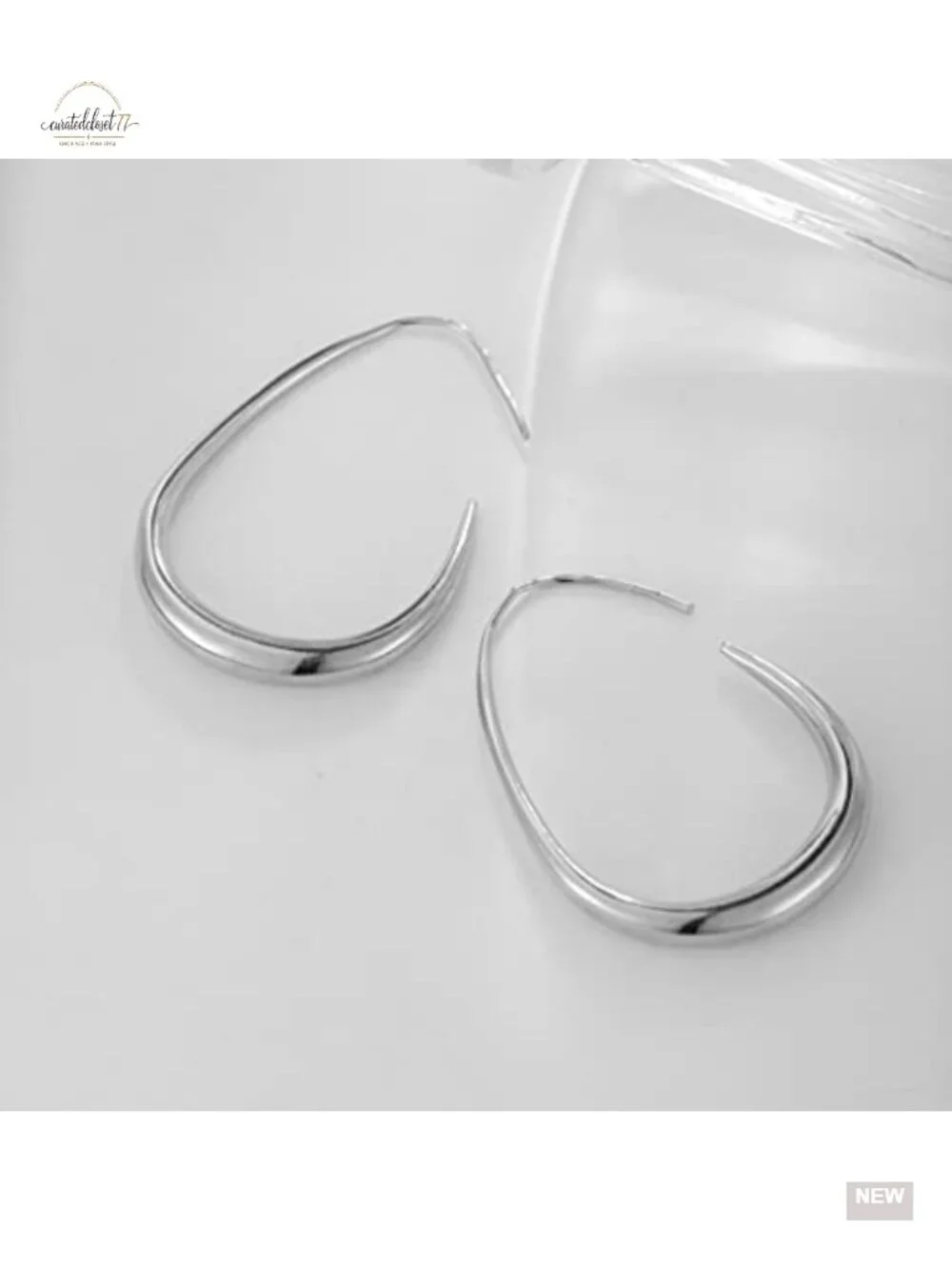 Lightweight Teardrop Hoop Earrings - 14k Gold Plated Large Oval Pull Through